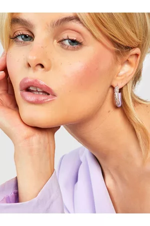 Boohoo Stone-Studded Crescent Shaped Half Hoop Earrings