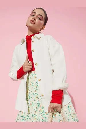 HERE&NOW White Comfort Boxy Casual Denim Cotton Shirt