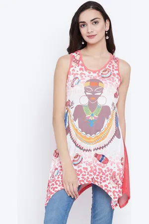 Camey Printed Longline A-line Net Top