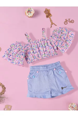 Nauti Nati Girls Floral Printed Top With Shorts