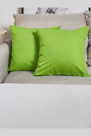 CHRONEX Green 2 Pieces Square Pure Cotton Pillow Covers