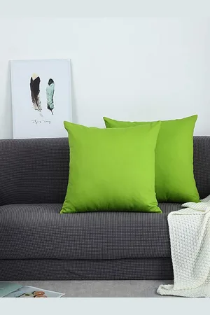 CHRONEX Green 2 Pieces Cotton Square Pillow Covers