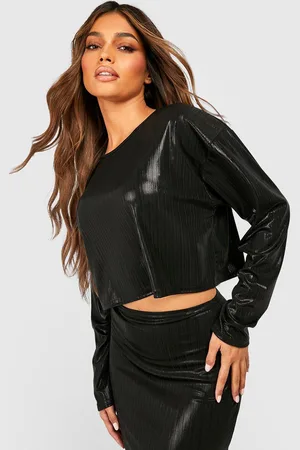Boohoo Shimmery Boxy Crop Top