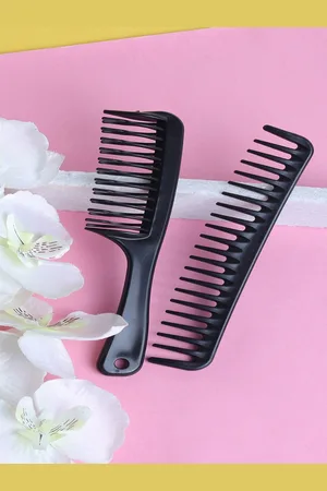 Jewelz Set of 2 Smooth Hair Combs for Removing Hair Tangles - Black