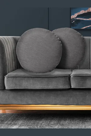 CHRONEX Grey 2 Pieces Circular Pure Cotton Pillow Covers