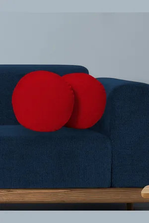 CHRONEX Red 2 Pieces Round Pure Cotton Pillow Covers