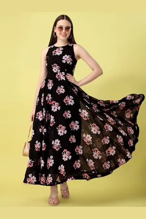 BAPS Floral Printed Sleeveless Fit & Flare Maxi Dress