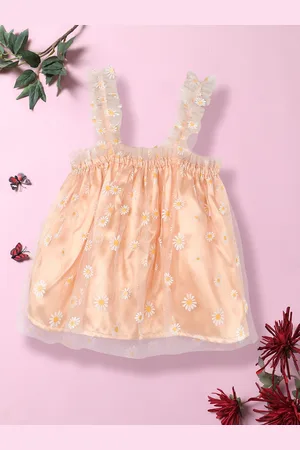 Nauti Nati Girls Floral Print Net A-Line Dress