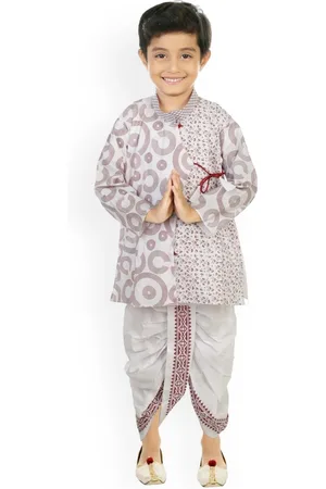 CELEBRITY CLUB Boys Printed Cotton Sherwani Set