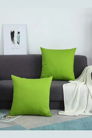 CHRONEX Green 2 Pieces Square Pure Cotton Pillow Covers