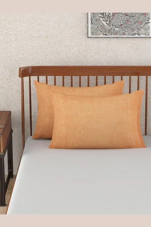 Fabindia Avni 2 Pcs Rust Orange Printed Cotton Pillow Covers