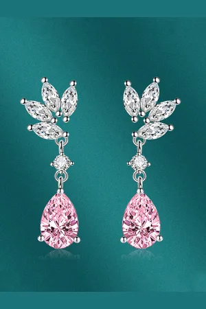 Designs & You Silver-Plated CZ-Studded Teardrop Shaped Drop Earrings