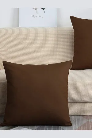 CHRONEX Brown 2 Pieces Cotton Square Pillow Covers