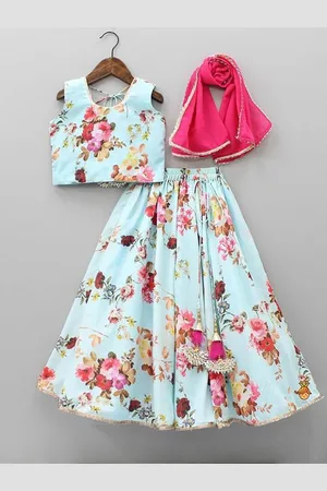 BAESD Girls Printed Semi-Stitched Lehenga & Unstitched Blouse With Dupatta