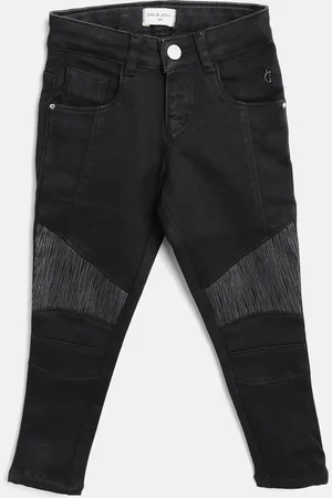 Gini and Jony Girls Black Regular Fit Mid-Rise Clean Look Stretchable Jeans