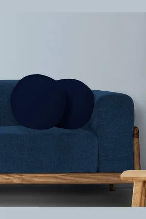 CHRONEX Blue 2 Pieces Round Pure Cotton Pillow Covers