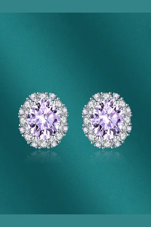 Designs & You Silver-Plated CZ-Studded Contemporary Studs Earrings