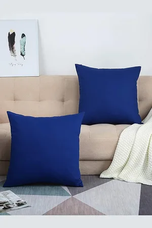 CHRONEX Blue 2 Pieces Square Pure Cotton Pillow Covers