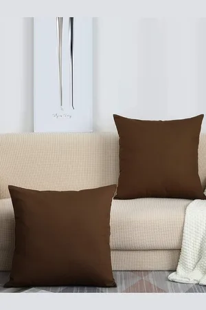 CHRONEX 2-Pcs Brown Cotton Square Pillow Covers