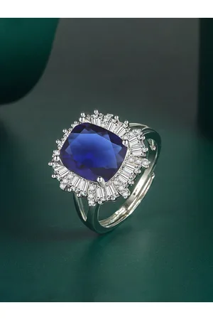 Designs & You Silver-plated Cubic Zirconia Studded Crushed Ice-Cut Ring