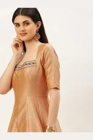 Ethnovog Floral Embroidered Sequined Gown Dress