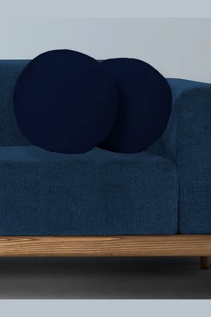 CHRONEX Navy-Blue 2 Pieces Round Pure Cotton Pillow Covers