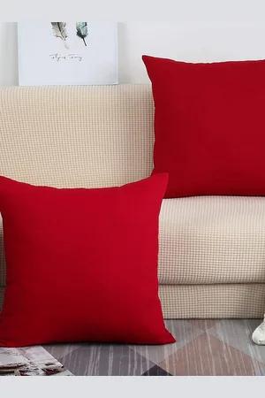CHRONEX 2-Pcs Red Cotton Square Pillow Covers