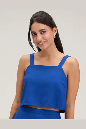 20Dresses Blue Square Neck Regular Crop Top