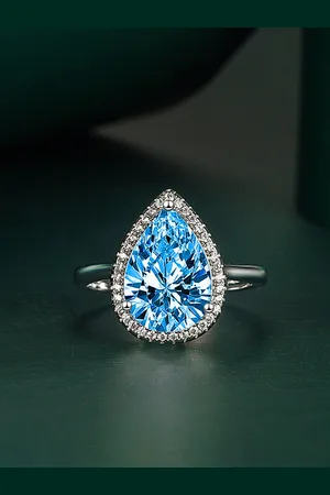 Designs & You Blue Silver Plated Finger Ring