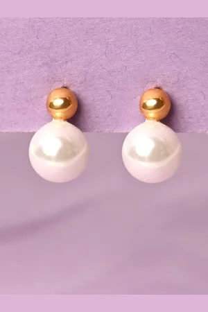 CLARA Gold-Plated Contemporary Pearl Studs Earrings