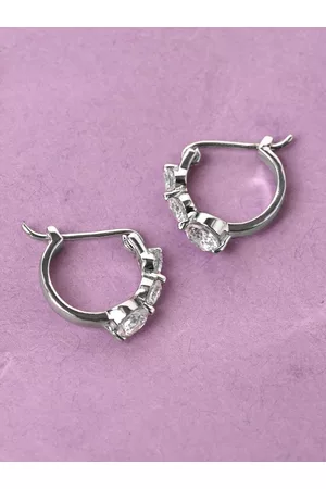 CLARA 925 Sterling Silver Rhodium-Plated Contemporary Hoop Earrings