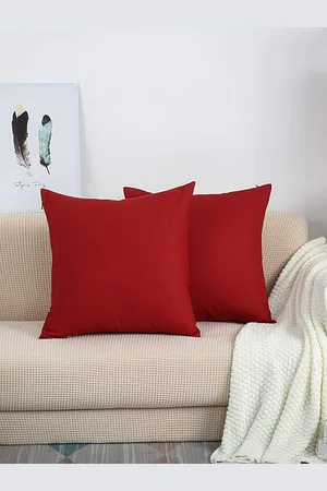 CHRONEX Maroon 2 Pieces Square Pure Cotton Pillow Covers