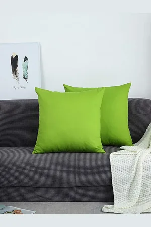CHRONEX 2-Pcs Green Cotton Square Pillow Covers