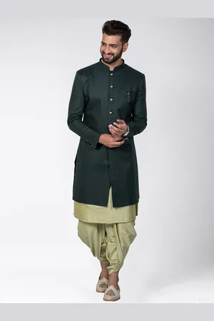 KISAH Men Solid Indowestern Sherwani Set