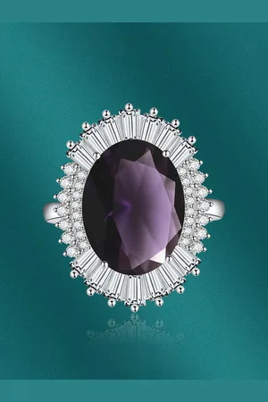 Designs & You Silver-Plated CZ Studded Crushed Ice Cut Finger Ring