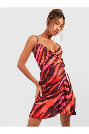 Boohoo Animal Print Ruffled A-Line Mini Dress
