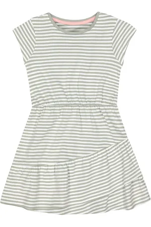 Mothercare Girls Grey & White Striped A-Line Dress