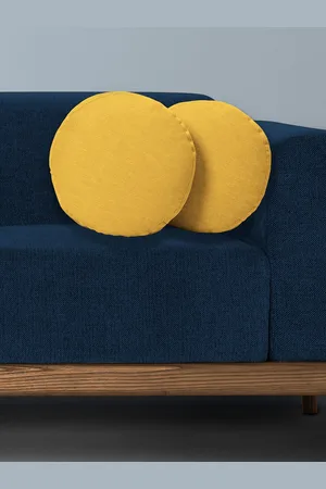 CHRONEX 2-Pcs Yellow Cotton Round Pillow Covers