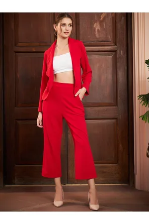 ATHENA Red Scalloped Blazer With Trousers