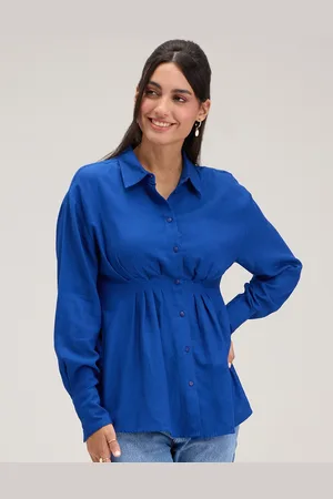 20Dresses Blue Pleated Casual Shirt