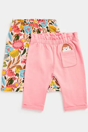 Mothercare Infant Girls Pack of 2 Floral Printed Pure Cotton Trousers