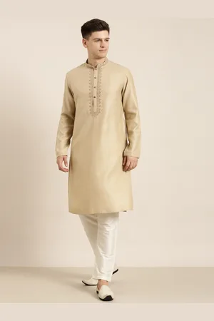 TheEthnic.Co Embroidered Regular Thread Work Pure Cotton Kurta With Trousers