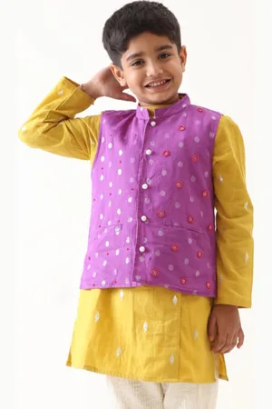 Jilmil Boys Embroidered Pure Cotton Nehru Jacket