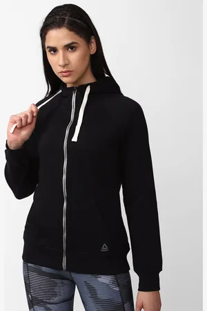 Reebok Women Logo Embroidered Full Zip Hooded Sweatshirt