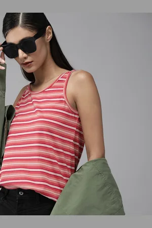 Roadster The Lifestyle Co Red White Striped Regular Top
