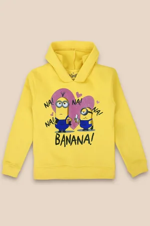 Kidsville Girls Minions Printed Cotton Hooded Sweatshirt