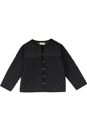 My Little Lambs Girls Black Solid Lightweight Quilted Jacket