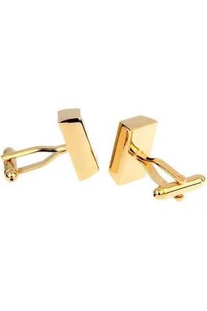 The Tie Hub Men Gold-Toned & White Bar Cufflinks
