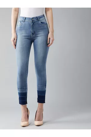 DOLCE CRUDO Women Blue Skinny Fit High-Rise Clean Look Stretchable Jeans