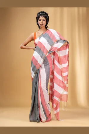 Charukriti Striped Pure Cotton Saree